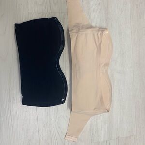 Cream and black bandeau/strapless bras
